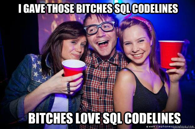 I gave those Bitches SQL Codelines Bitches love SQL codelines - I gave those Bitches SQL Codelines Bitches love SQL codelines  Successfull nerdy guy