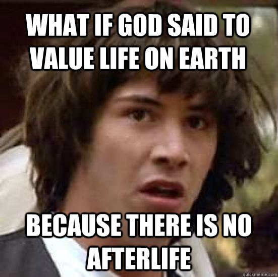 What if God said to value life on earth because there is no afterlife - What if God said to value life on earth because there is no afterlife  conspiracy keanu