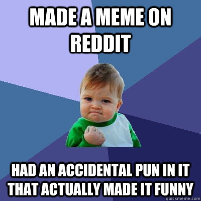 Made A Meme on reddit Had an accidental pun in it that actually made it funny   Success Kid