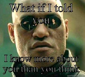 WHAT IF I TOLD YOU I KNOW MORE ABOUT YOU THAN YOU THINK Matrix Morpheus