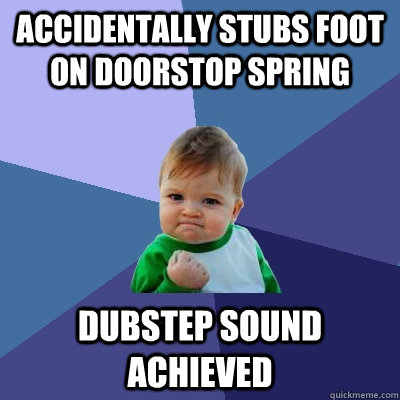 ACCIDENTALLY STUBS FOOT ON DOORSTOP SPRING DUBSTEP SOUND ACHIEVED - ACCIDENTALLY STUBS FOOT ON DOORSTOP SPRING DUBSTEP SOUND ACHIEVED  Success Kid