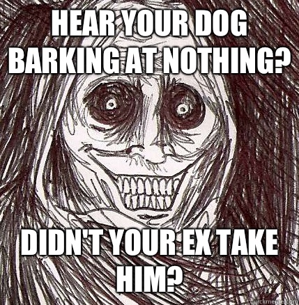 Hear your dog barking at nothing? Didn't your ex take him?  Horrifying Houseguest