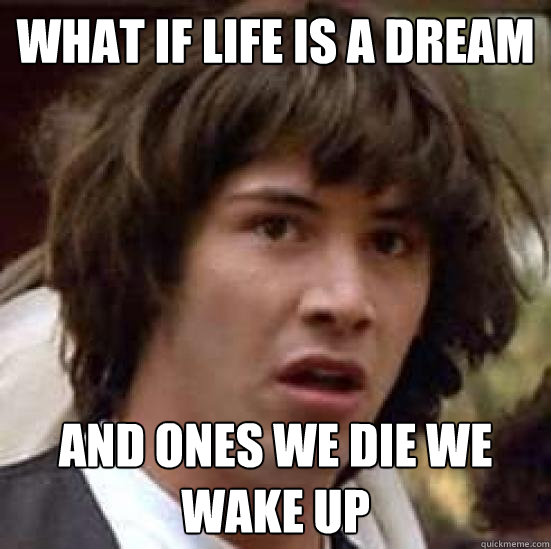 what if life is a dream and ones we die we wake up  conspiracy keanu