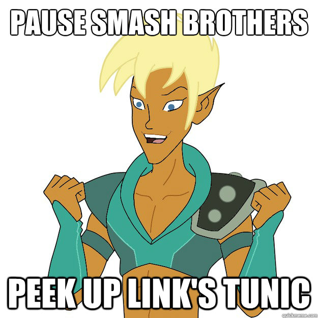 Pause Smash Brothers Peek up Link's Tunic  