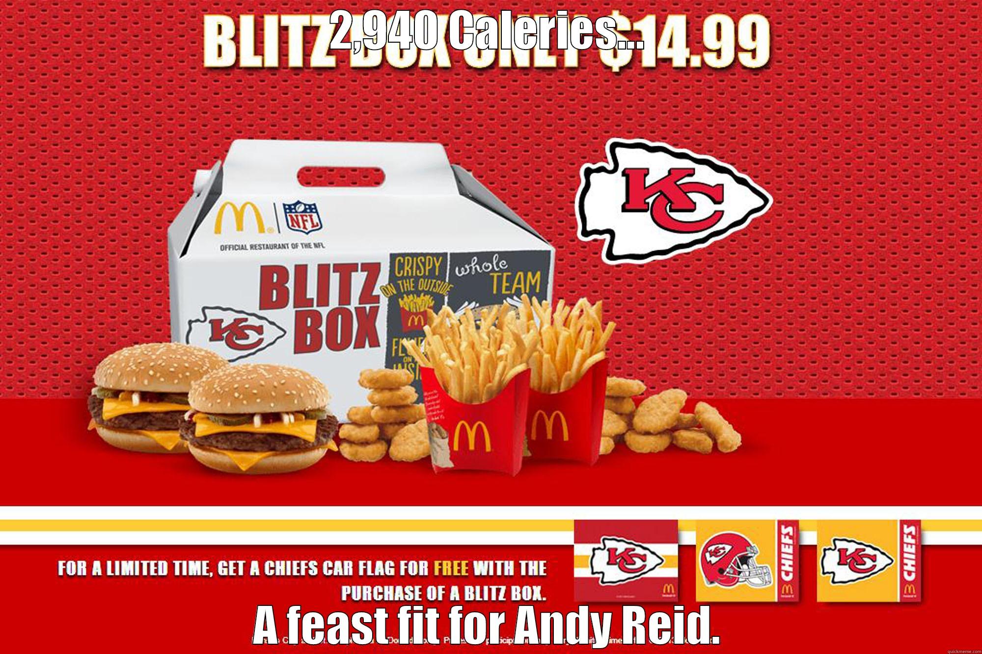 Andy Reid's Dinner - 2,940 CALERIES... A FEAST FIT FOR ANDY REID. Misc