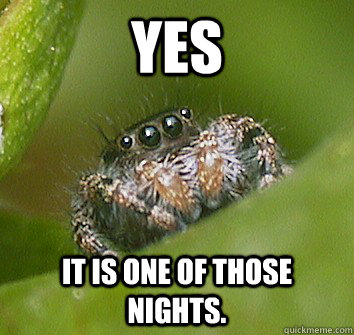 Yes It is one of those nights.  Misunderstood Spider