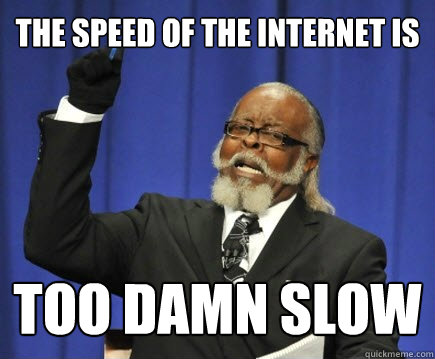 the speed of the internet is too damn slow  Too Damn High