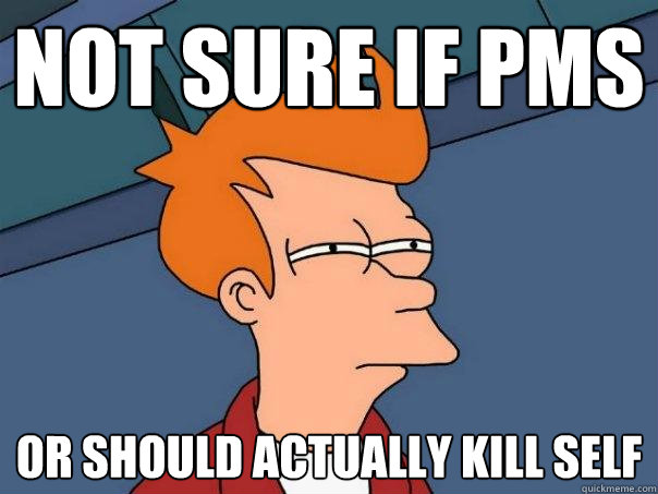 Not sure if PMS Or should actually kill self  Futurama Fry