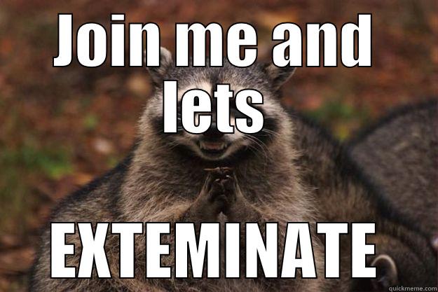 JOIN ME AND LETS EXTEMINATE Evil Plotting Raccoon