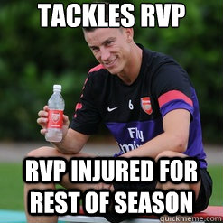 tackles RVP rvp injured for rest of season  