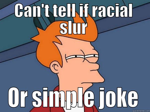 CAN'T TELL IF RACIAL SLUR OR SIMPLE JOKE Futurama Fry