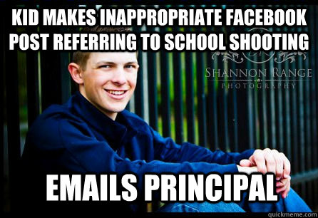 Kid makes inappropriate facebook post referring to school shooting emails principal   