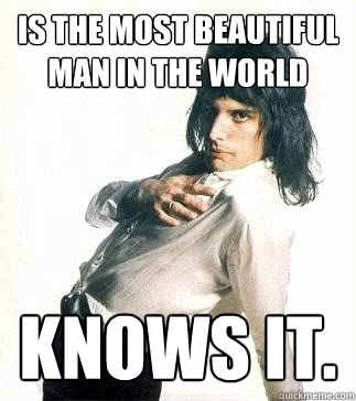 is the most beautiful man in the world knows it.  Freddie Mercury