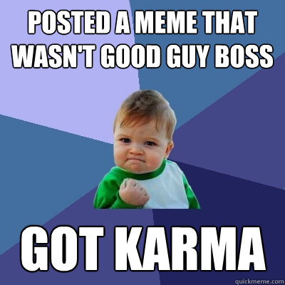 Posted a meme that wasn't good guy boss got karma  Success Kid