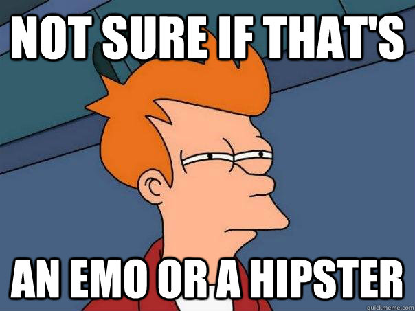 Not sure if that's an emo or a hipster  Futurama Fry