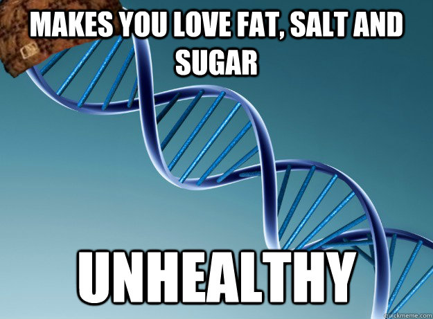 Makes you love fat, salt and sugar unhealthy  Scumbag Genetics