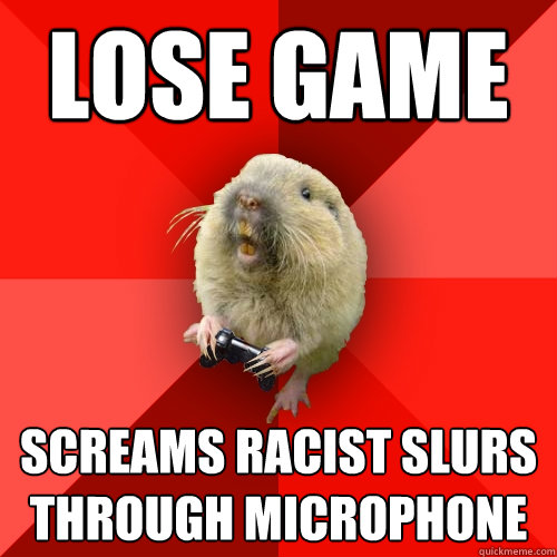 lose game screams racist slurs through microphone  Gaming Gopher