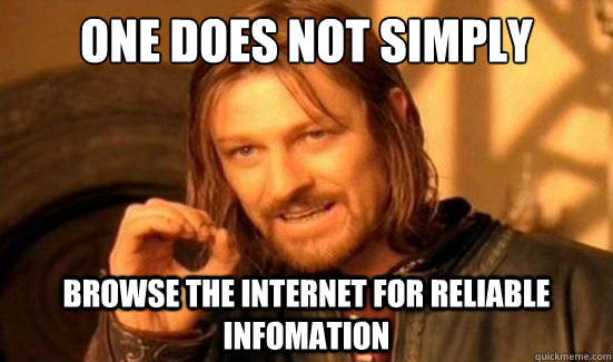 One Does Not Simply browse the internet for reliable infomation  Boromir