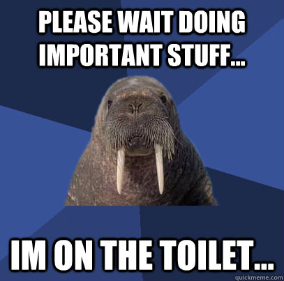 Please wait doing important stuff... im On the Toilet...  Web Developer Walrus