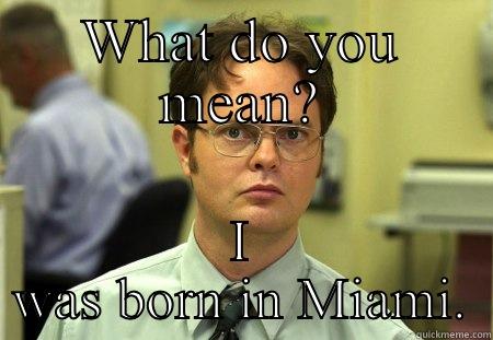 WHAT DO YOU MEAN? I WAS BORN IN MIAMI. Schrute