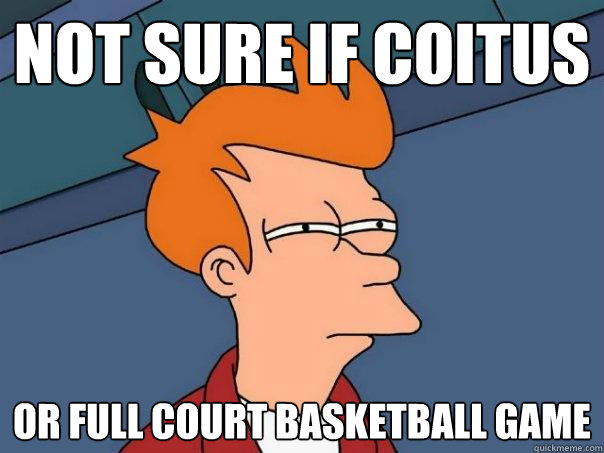 Not sure if coitus Or full court basketball game  Futurama Fry