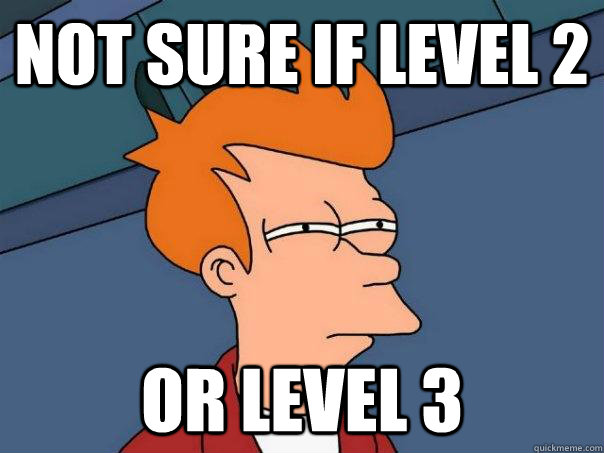 Not sure if level 2 Or level 3  Futurama Fry