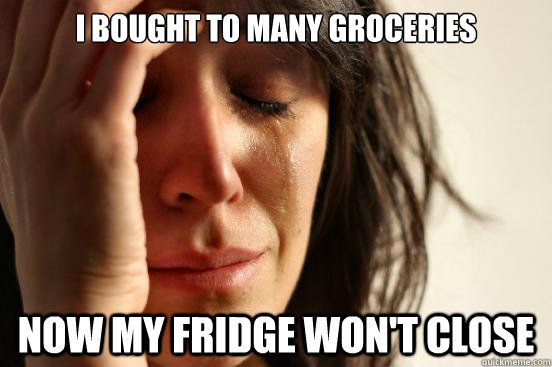 I bought to many groceries now my fridge won't close  First World Problems