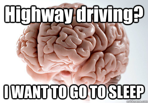 Highway driving? I WANT TO GO TO SLEEP - Highway driving? I WANT TO GO TO SLEEP  Scumbag Brain