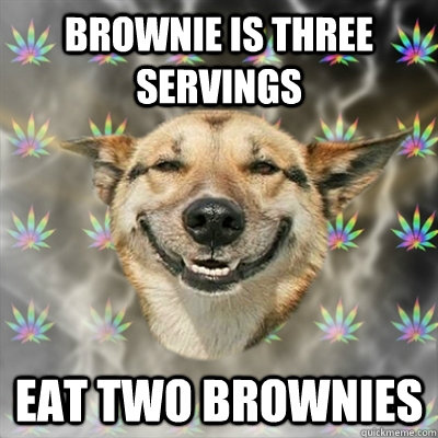 brownie is three servings eat two brownies - brownie is three servings eat two brownies  Stoner Dog