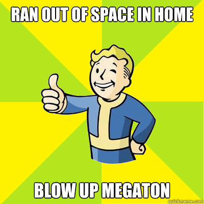 ran out of space in home blow up megaton  Fallout new vegas