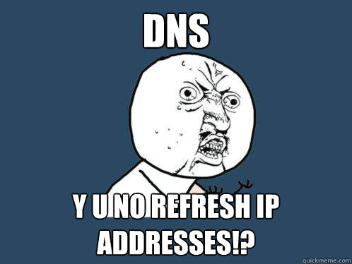 DNS Y U NO refresh IP addresses!? - DNS Y U NO refresh IP addresses!?  Y U No