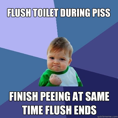 Flush toilet during piss finish peeing at same time flush ends  Success Kid