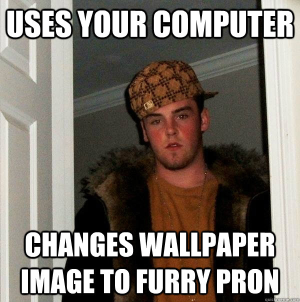 Uses your Computer Changes Wallpaper image to Furry Pron  Scumbag Steve