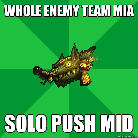 Whole enemy team MIA SOLO PUSH MID  Bad LoL Player