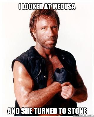 I looked at Medusa  And she turned to stone - I looked at Medusa  And she turned to stone  Chuck Norris