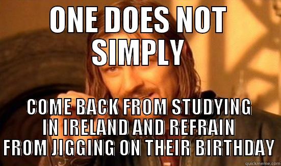 ONE DOES NOT SIMPLY COME BACK FROM STUDYING IN IRELAND AND REFRAIN FROM JIGGING ON THEIR BIRTHDAY Boromir