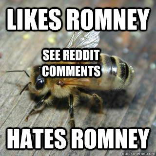 Likes Romney hates romney see reddit comments  