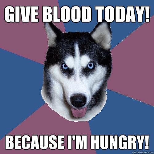 Give Blood Today! Because I'm hungry! - Give Blood Today! Because I'm hungry!  Creeper Canine