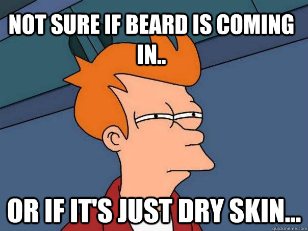 Not sure if beard is coming in.. Or if it's just dry skin...  Futurama Fry