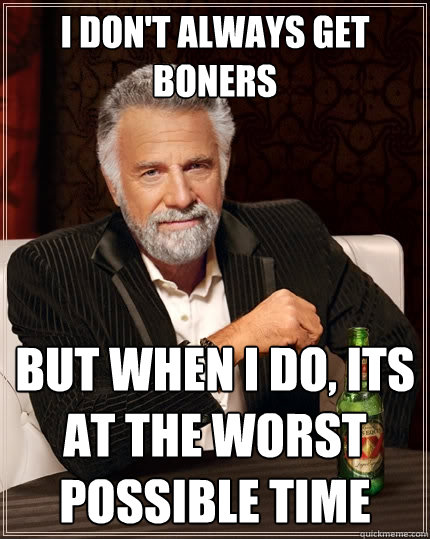 I don't always get boners  but when I do, its at the worst possible time  The Most Interesting Man In The World