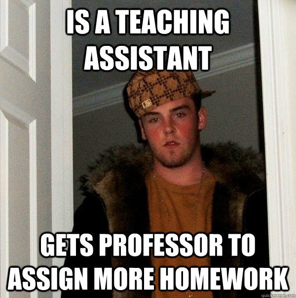 Is a Teaching Assistant Gets professor to assign more homework  Scumbag Steve