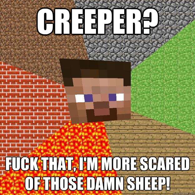 Creeper? Fuck that, I'm more scared of those damn sheep!  Minecraft