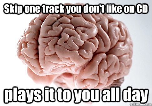 Skip one track you don't like on CD plays it to you all day  Scumbag Brain
