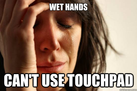 wet hands can't use touchpad  First World Problems