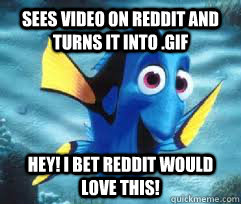 Sees video on Reddit and turns it into .gif Hey! I bet Reddit would love this! - Sees video on Reddit and turns it into .gif Hey! I bet Reddit would love this!  good fish dori