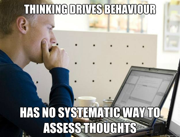 thinking drives behaviour has no systematic way to assess thoughts  Programmer