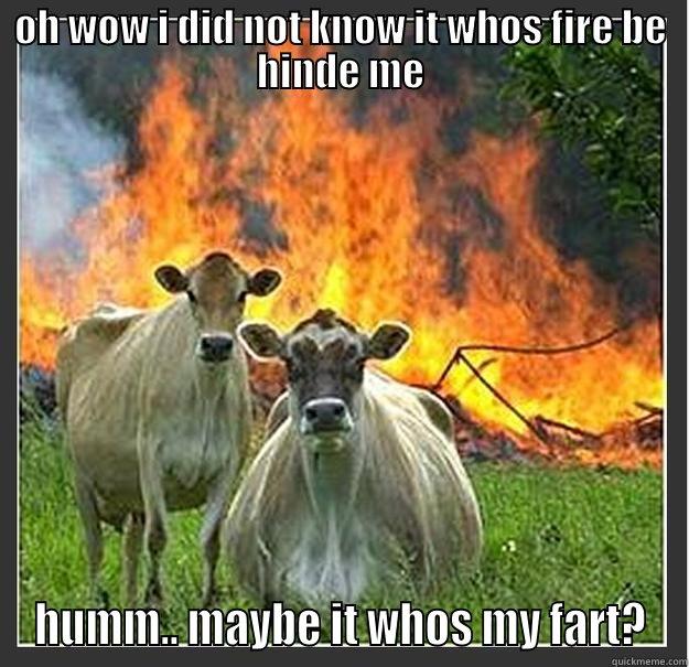 OH WOW I DID NOT KNOW IT WHOS FIRE BE HINDE ME HUMM.. MAYBE IT WHOS MY FART? Evil cows