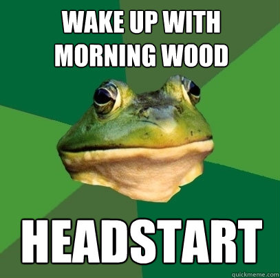 wake up with morning wood headstart  Foul Bachelor Frog