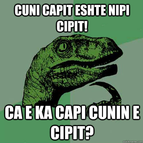 cuni capit eshte nipi cipit! ca e ka capi cunin e cipit?  Philosoraptor