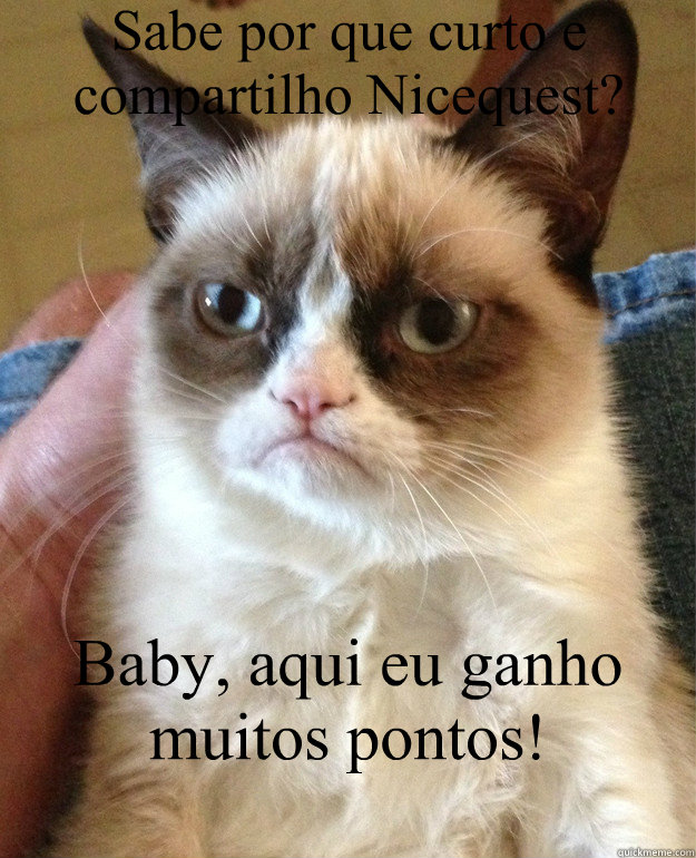 Sabe por que curto e compartilho Nicequest? Baby, aqui eu ganho muitos pontos!  